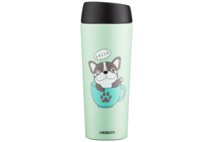 Ardesto Travel mug Coffee time Frenchie, 450ml, stainless steel, green
