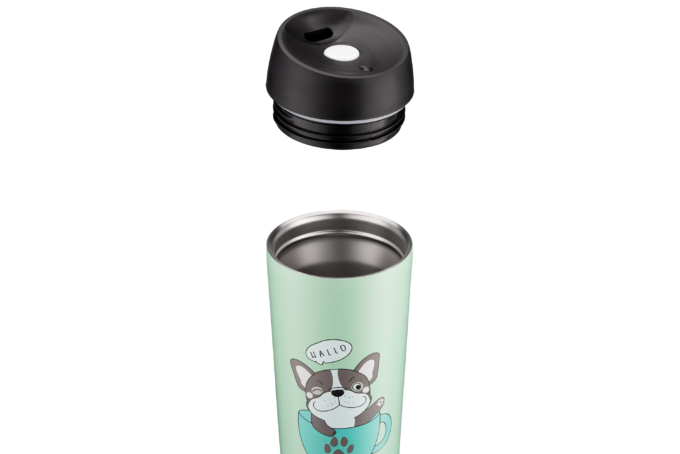Ardesto Travel mug Coffee time Frenchie, 450ml, stainless steel, green