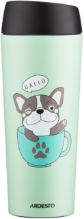 Ardesto Travel mug Coffee time Frenchie, 450ml, stainless steel, green