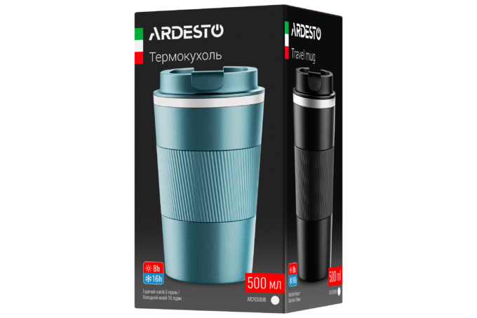 Термочашка Ardesto Urban, 500мл, нержавеющая сталь, зеленый