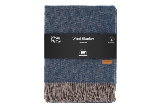 Ardesto Blanket Leonardo Doubleface, 140x200cm, 100% wool, taupe-blue