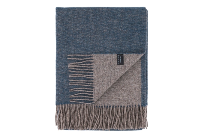 Ardesto Blanket Leonardo Doubleface, 140x200cm, 100% wool, taupe-blue
