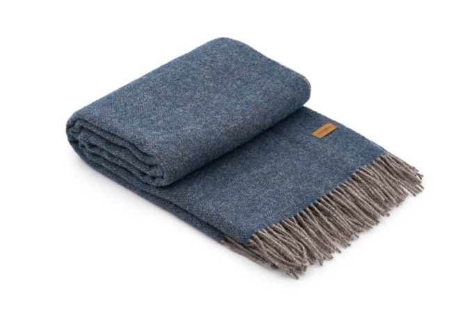 Ardesto Blanket Leonardo Doubleface, 140x200cm, 100% wool, taupe-blue