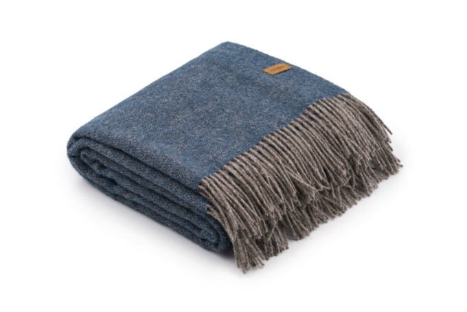 Ardesto Blanket Leonardo Doubleface, 140x200cm, 100% wool, taupe-blue