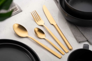 Набор столовых приборов Ardesto Black Mars Favola, 4 прибора, нержавеющая сталь, золотой