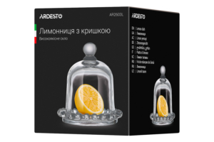 Ardesto Lemon dish with lid, 9cm, glass, transparent