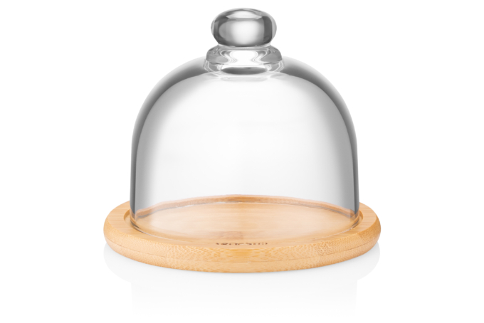 Ardesto dish with lid, 12cm, bamboo, glass, transparent
