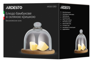 Ardesto dish with lid, 12cm, bamboo, glass, transparent