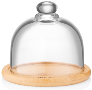 Ardesto dish with lid, 12cm, bamboo, glass, transparent