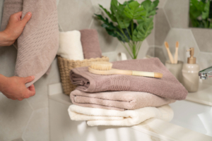 Terry towel set ARDESTO Lotus 50х90cm, 70х140cm, 2pcs, 100% cotton, beige