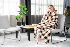 Плед Ardesto Flannel, 160х200см, 100% поліестер, клітинка, бежевий
