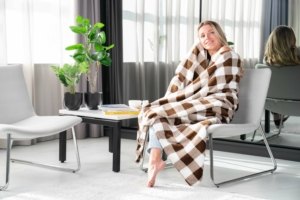Плед Ardesto Flannel, 160х200см, 100% поліестер, клітинка, бежевий