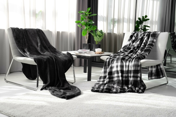 Плед Ardesto Flannel, 200х220см, 100% полиэстер, клетка, серый