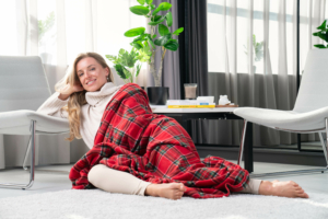 Плед Ardesto Fleece, 160х200см, 100% полиэстер, клетка, красный