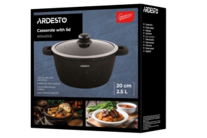 Кастрюля со стеклянной крышкой Ardesto Gemini Anzio, 2.5л, алюминий, черный