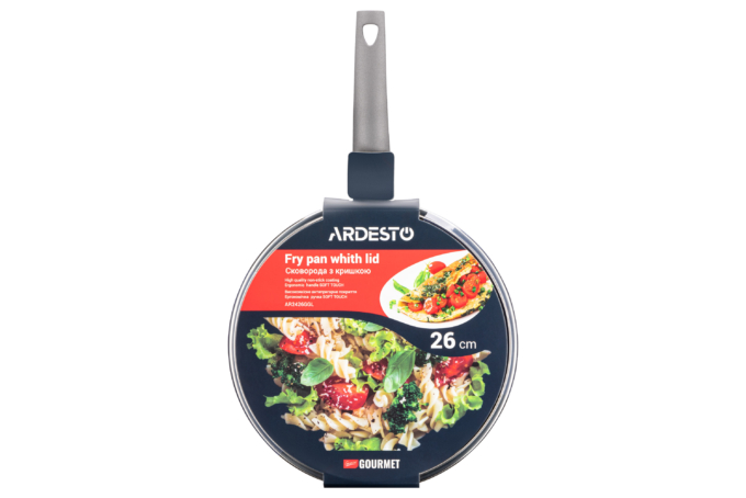 Ardesto Deep Fry pan with lid Gemini Gourmet Apulia, 26cm, aluminium, gray