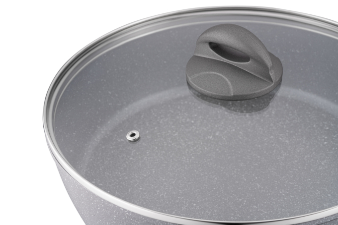 Сковорода глубокая с крышкой Ardesto Gemini Gourmet Apulia, 28см, алюминий, серый