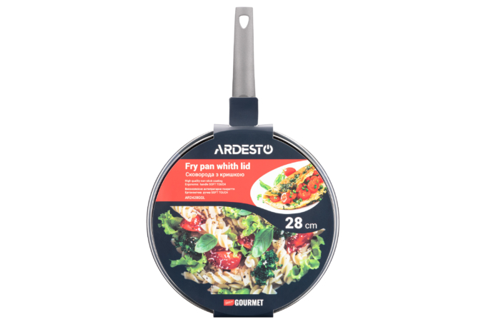 Сковорода глубокая с крышкой Ardesto Gemini Gourmet Apulia, 28см, алюминий, серый