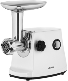 Ardesto meat grinder, 1600W, 1.6kg/min, 3 cutting plates, sausages nozzle, 3 vegetable slicer, plastik, black-silver