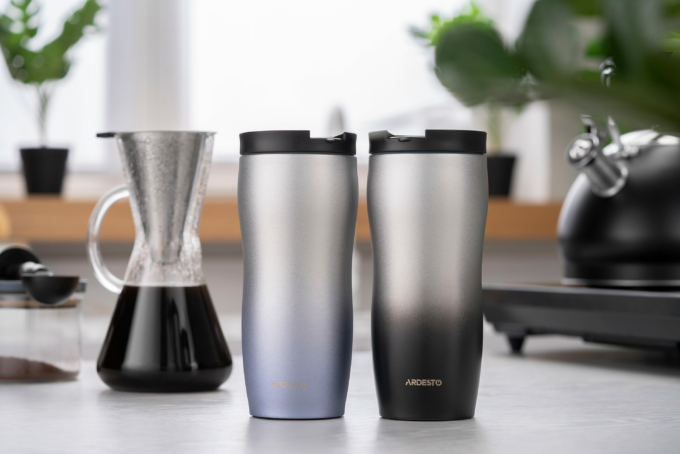 Ardesto Travel mug Metallic, 450ml, stainless steel, blue