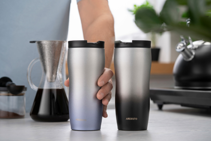 Ardesto Travel mug Metallic, 450ml, stainless steel, blue