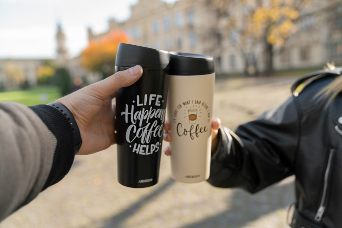 Ardesto Travel mug Coffee Time, 450ml, stainless steel, black