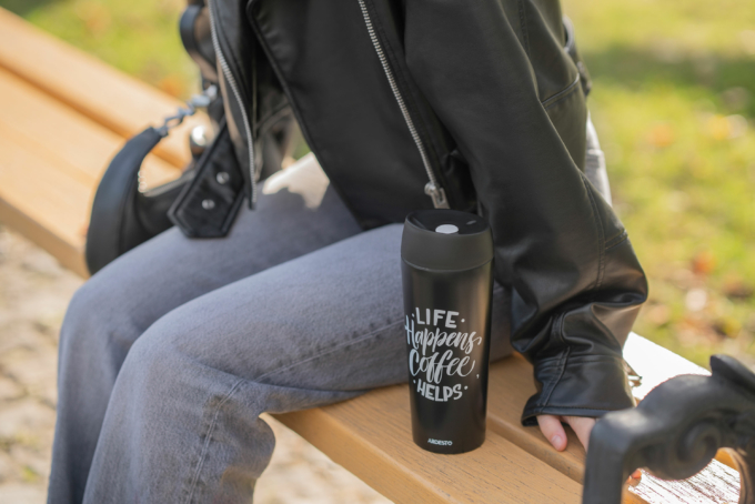 Ardesto Travel mug Coffee Time, 450ml, stainless steel, black