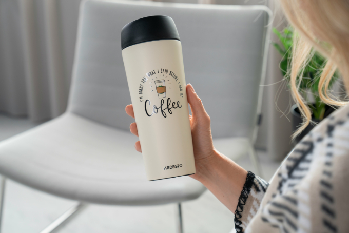 Термочашка Ardesto Coffee Time, 450мл, нержавеющая сталь, бежевый