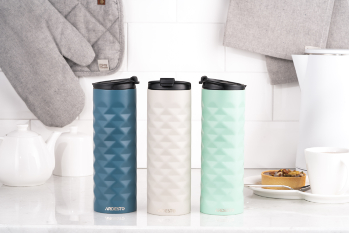 Ardesto Travel mug Bright City, 400ml, stainless steel, beige