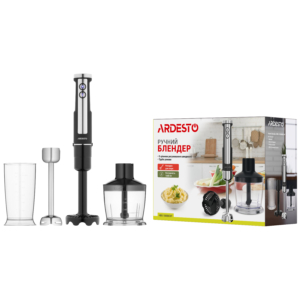 Ardesto submersible blender 1000W, 3in1, bowl-600ml, chopper-500ml, black-silver