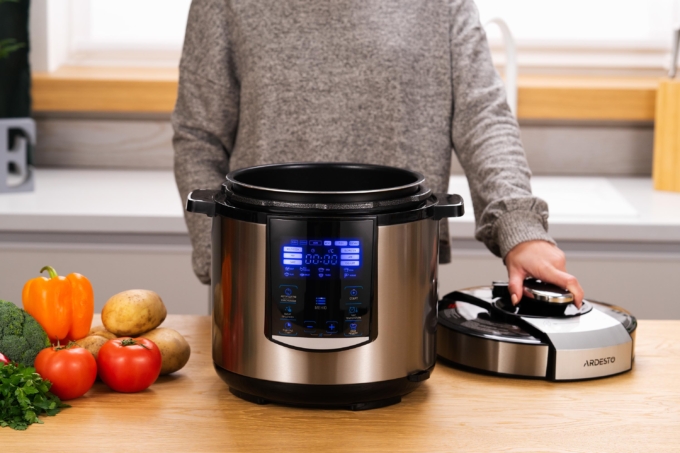 Ardesto pressure cooker, 900W, bowl-6l, electronic control, recipes book, iron/plastic, silver
