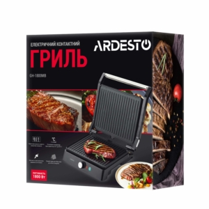 Ardesto grill clamping, 1800W, 180° opening, metal, black-silver