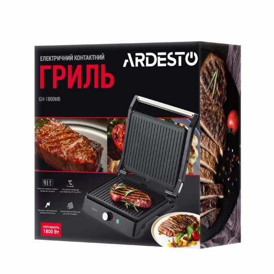 Ardesto grill clamping, 1800W, 180° opening, metal, black-silver