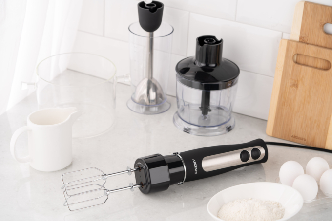 Блендер Ardesto погружной 800Вт, 3в1, чаша-600мл, чопер-500мл, черно-серебристый