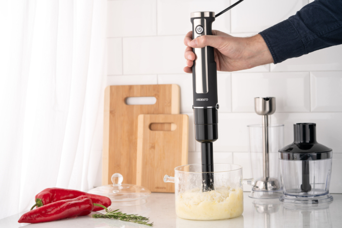 Ardesto submersible blender 1000W, 3in1, bowl-600ml, chopper-500ml, black-silver