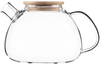 Заварник Ardesto Midori Bubble, 1500мл, боросилікатне скло, бамбук, прозорий