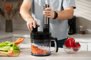 Блендер Ardesto погружной 1000Вт, 7в1, чаша-2000мл, насадка для нарезания кубиками, черно-серебристый