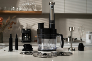 Блендер Ardesto погружной 1000Вт, 7в1, чаша-2000мл, насадка для нарезания кубиками, черно-серебристый