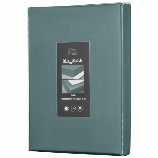 Простирадло на резинці Ardesto Mix&Match Premium, 180×200+30см, 100% бавовна, сатин, зелений
