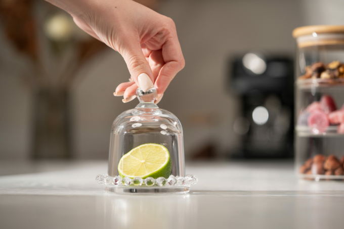 Ardesto Lemon dish with lid, 9cm, glass, transparent