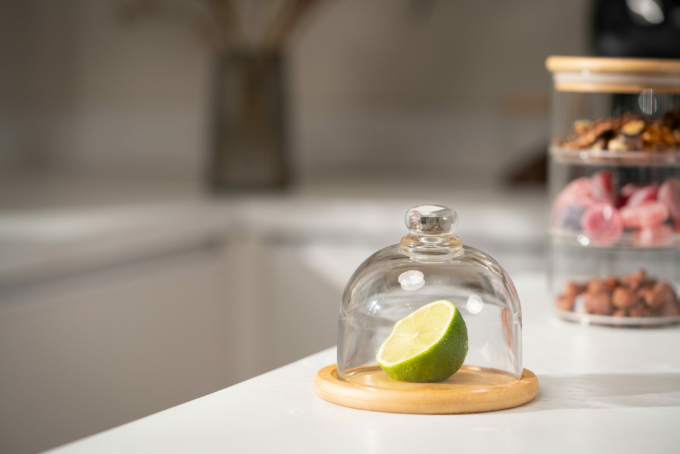 Ardesto dish with lid, 12cm, bamboo, glass, transparent