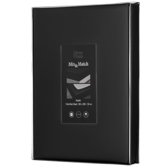 Простирадло на резинці Ardesto Mix&Match Premium, 180×200+30см, 100% бавовна, сатин, чорний