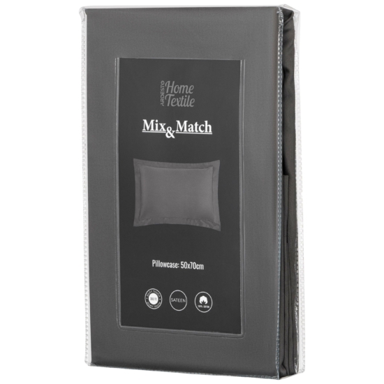Наволочка Ardesto Mix&Match Premium, 50х70+5см, 100% хлопок, сатин, серый