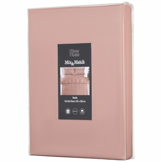Простирадло Ardesto Mix&Match Premium, 240×260см, 100% бавовна, сатин, рожевий світлий