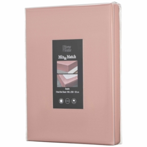 Ardesto Fitted Sheet Mix&Match Premium, 180×200+30cm, 100% cotton, sateen, light pink