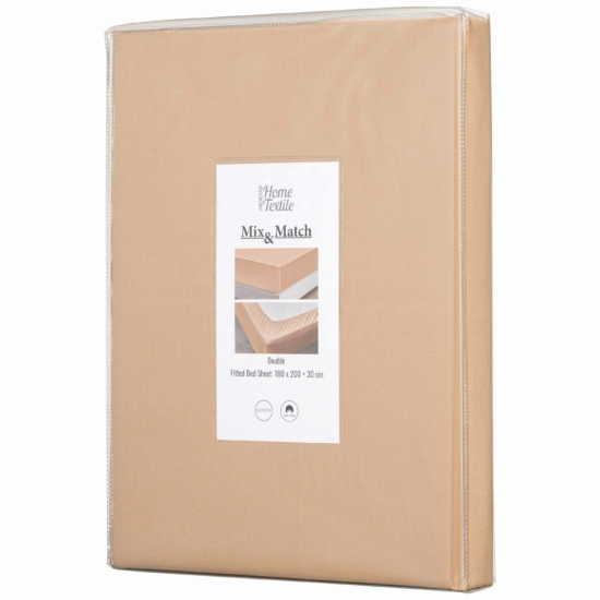 Простынь на резинке Ardesto Mix&Match, 180×200+30см, 100% хлопок, сатин, бежевый