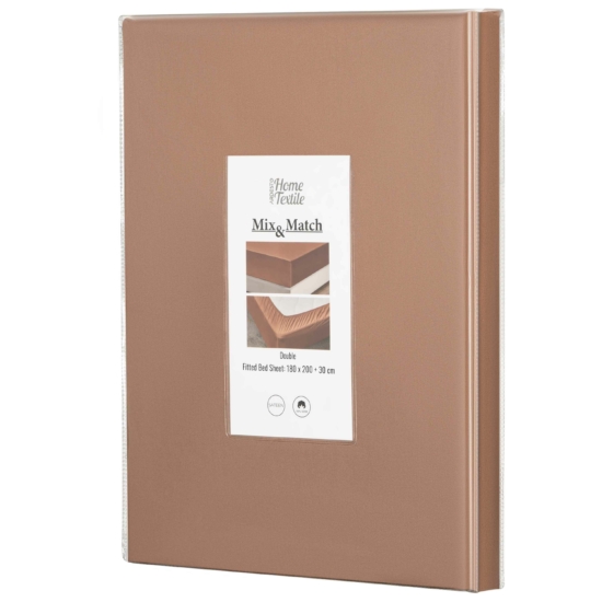 Простынь на резинке Ardesto Mix&Match, 180×200+30см, 100% хлопок, сатин, коричневый