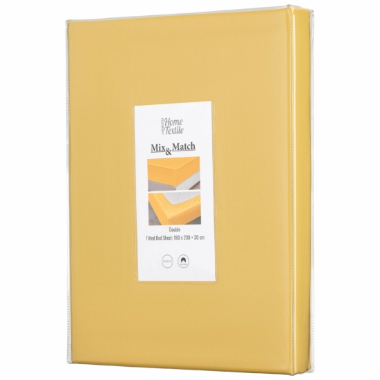 Простынь на резинке Ardesto Mix&Match, 180×200+30см, 100% хлопок, сатин, желтый