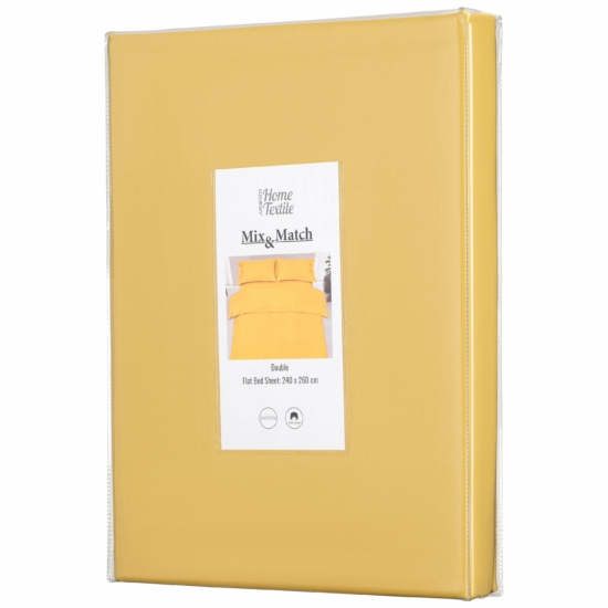 Ardesto Flat bed sheet Mix&Match, 240x260cm, 100% cotton, sateen, yellow