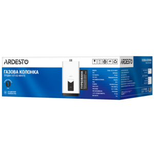 ARDESTO Газова колонка X3 10л/хв 20кВт турбована дисплей електророзпалювання з димоходом білий